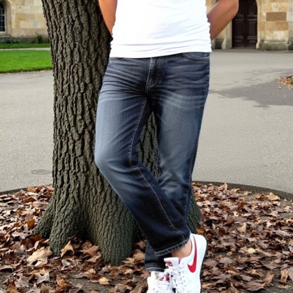 Gap Mens Straight Leg Jeans Dark Denim Low Stretch Casual Classic Preppy - Picture 4 of 11